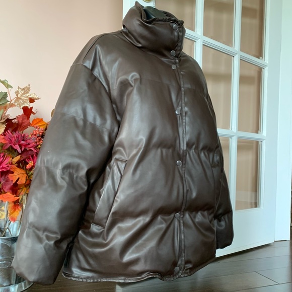 Ardene Faux Leather Puffer Jacket - Picture 5 of 16